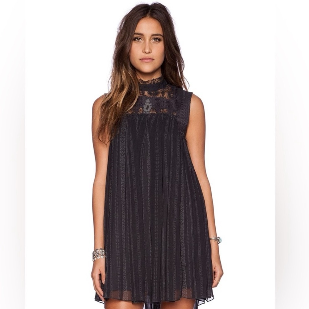 Free People Penny Georgette Babylon Black Dress